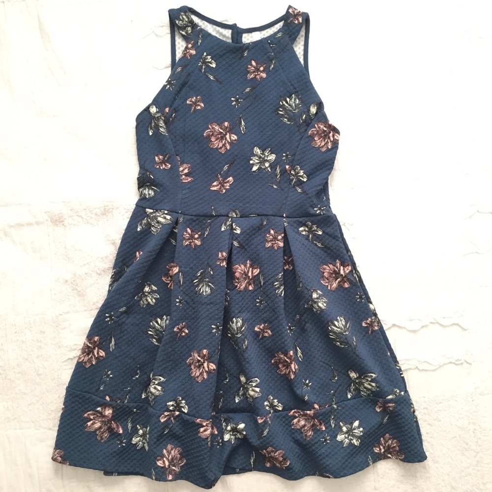 Blue Floral Skate Style Dress